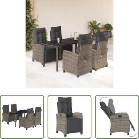 vidaXL Tavolo da giardino -  Set da Pranzo da Giardino 5 pz con Cuscini in Polyrattan Grigio