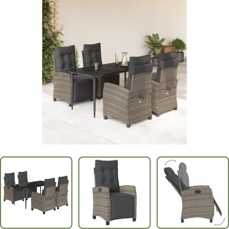 vidaXL Tavolo da giardino -  Set da Pranzo da Giardino 5 pz con Cuscini in Polyrattan Grigio