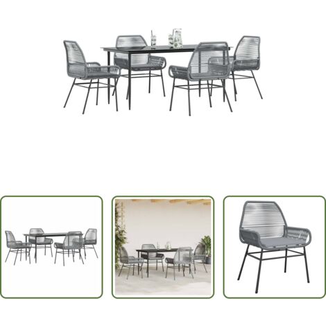 vidaXL Tavolo da giardino -  Set da Pranzo da Giardino 5 pz con Cuscini Polyrattan Vetro