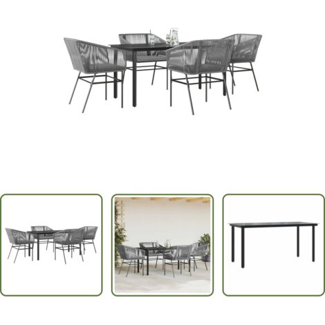 vidaXL Tavolo da giardino -  Set da Pranzo da Giardino 5 pz con Cuscini Polyrattan Vetro