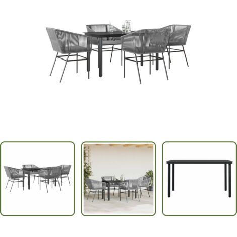 vidaXL Tavolo da giardino -  Set da Pranzo da Giardino 5 pz con Cuscini Polyrattan Vetro