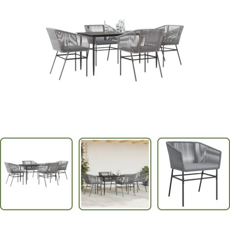 vidaXL Tavolo da giardino -  Set da Pranzo da Giardino 5 pz con Cuscini Polyrattan Vetro
