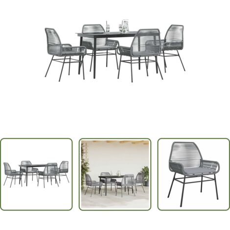 vidaXL Tavolo da giardino -  Set da Pranzo da Giardino 5 pz con Cuscini Polyrattan Vetro