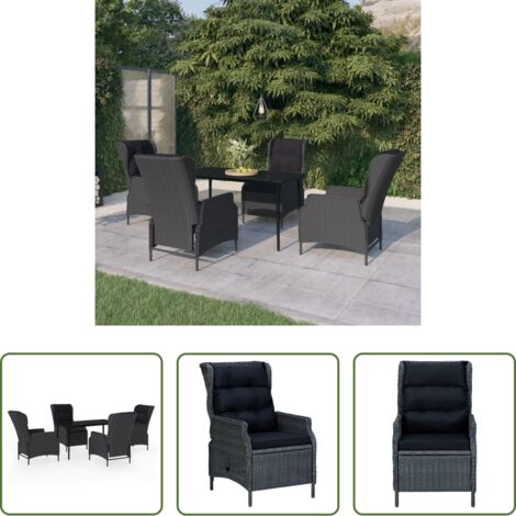 vidaXL Tavolo da giardino -  Set da Pranzo da Giardino 5 pz Grigio Scuro