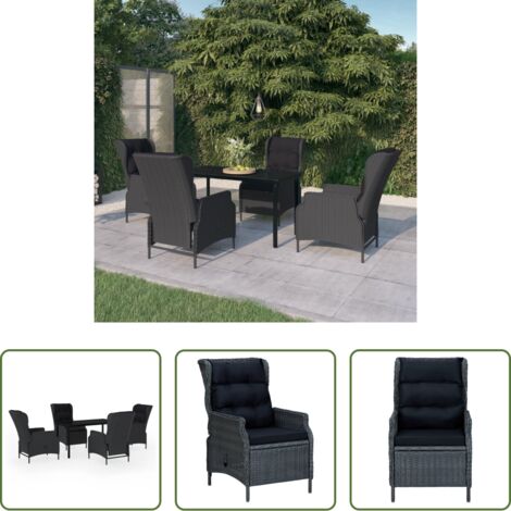 vidaXL Tavolo da giardino -  Set da Pranzo da Giardino 5 pz Grigio Scuro