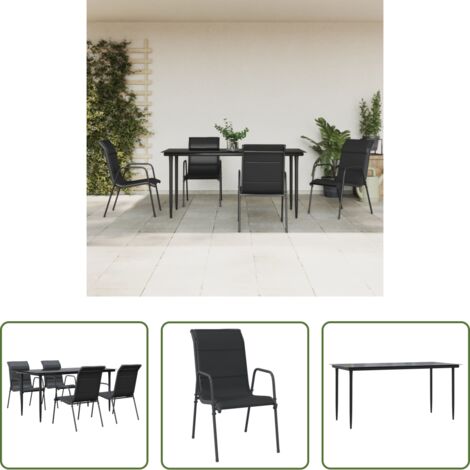 vidaXL Tavolo da giardino -  Set da Pranzo da Giardino 5 pz Nero in Acciaio e Textilene