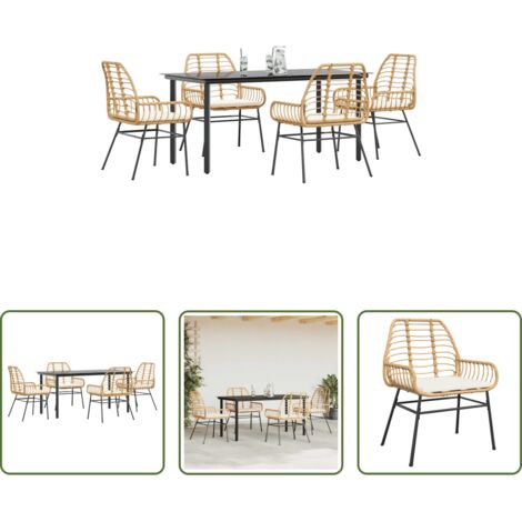 vidaXL Tavolo da giardino -  Set da Pranzo da Giardino 5pz con Cuscini Polyrattan Vetro