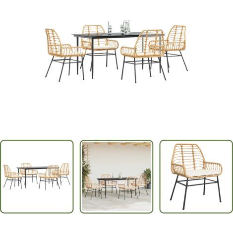 vidaXL Tavolo da giardino -  Set da Pranzo da Giardino 5pz con Cuscini Polyrattan Vetro