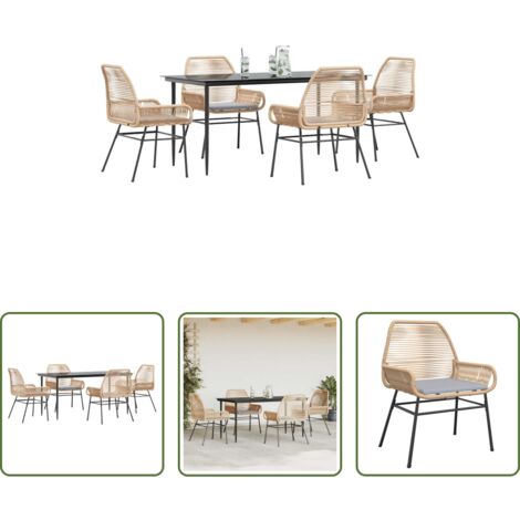 vidaXL Tavolo da giardino -  Set da Pranzo da Giardino 5pz con Cuscini Polyrattan Vetro