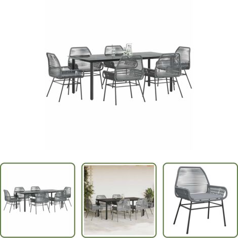 vidaXL Tavolo da giardino -  Set da Pranzo da Giardino 7 pz con Cuscini Polyrattan Vetro