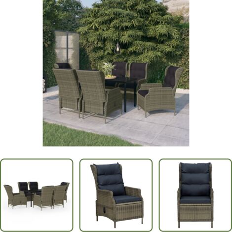 vidaXL Tavolo da giardino -  Set da Pranzo da Giardino 7 pz Marrone