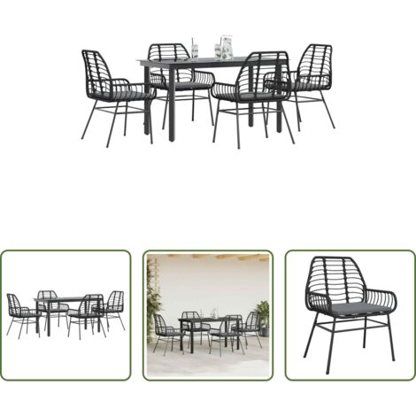 vidaXL Tavolo da giardino -  Set da Pranzo da Giardino con Cuscini 5 pz Polyrattan Vetro