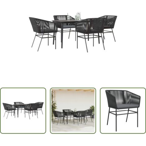 vidaXL Tavolo da giardino -  Set da Pranzo da Giardino con Cuscini 5 pz Polyrattan Vetro