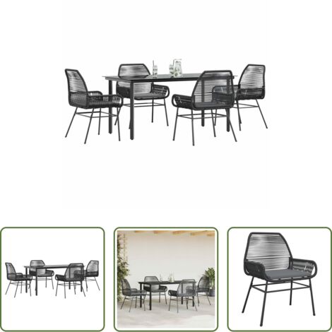 vidaXL Tavolo da giardino -  Set da Pranzo da Giardino con Cuscini 5 pz Polyrattan Vetro