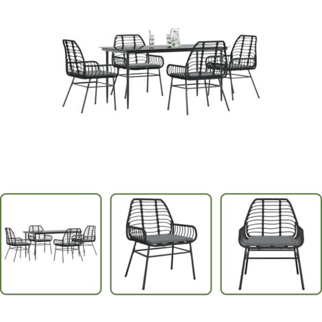 vidaXL Tavolo da giardino -  Set da Pranzo da Giardino con Cuscini 5 pz Polyrattan Vetro