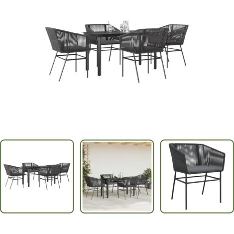 vidaXL Tavolo da giardino -  Set da Pranzo da Giardino con Cuscini 5 pz Polyrattan Vetro