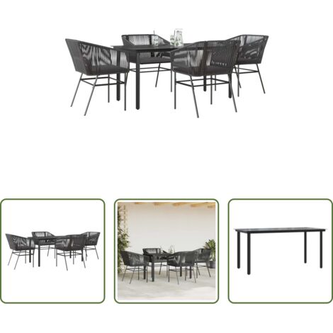 vidaXL Tavolo da giardino -  Set da Pranzo da Giardino con Cuscini 5 pz Polyrattan Vetro