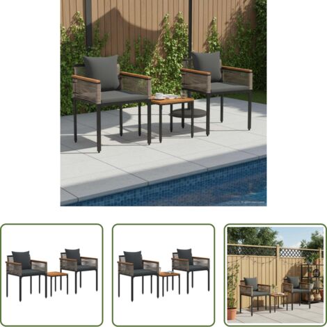 vidaXL Tavolo da giardino -  Set di Mobili da Esterno Grigio e Grigio Scuro polyrattan