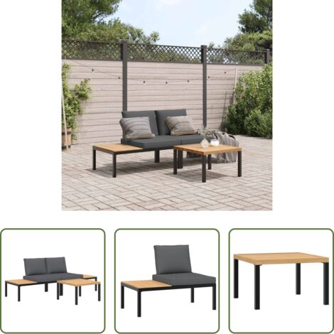 vidaXL Tavolo da giardino -  Set Divani da Giardino 3 pz con Cuscini in Alluminio Nero