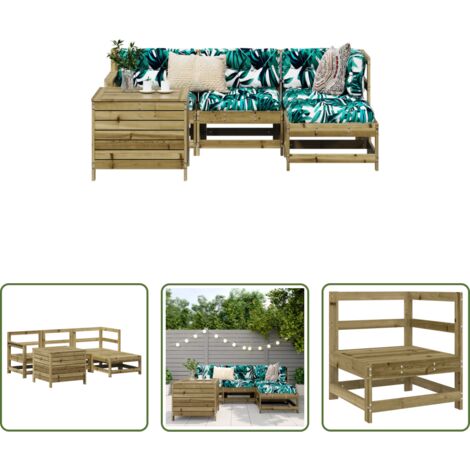 vidaXL Tavolo da giardino -  Set Divani da Giardino 5 pz in Legno Impregnato di Pino