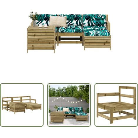 vidaXL Tavolo da giardino -  Set Divani da Giardino 5 pz in Legno Impregnato di Pino