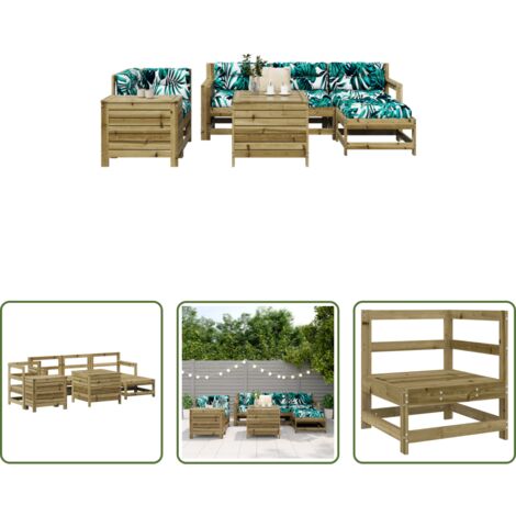 vidaXL Tavolo da giardino -  Set Divani da Giardino 7 pz in Legno Impregnato di Pino