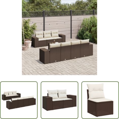 vidaXL Tavolo da giardino -  Set Divani da Giardino 8 pz con Cuscini Marrone in Polyrattan