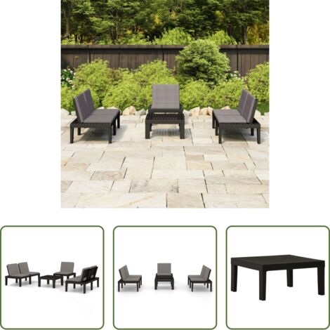 vidaXL Tavolo da giardino -  Set Divani da Giardino con Cuscini 4 pz in Plastica Grigio