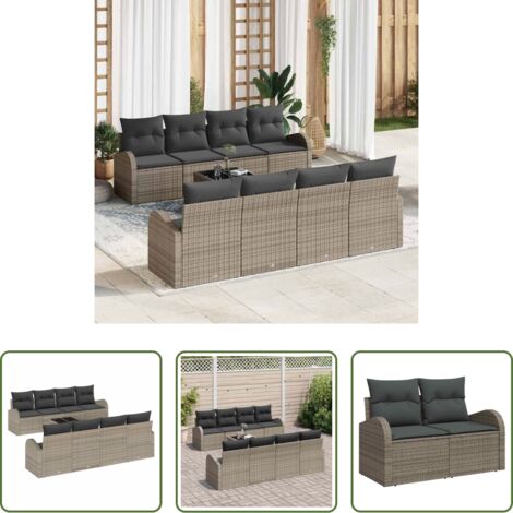 vidaXL Tavolo da giardino -  Set Divano da Giardino Grigio 55 x 55 x 37 cm polyrattan