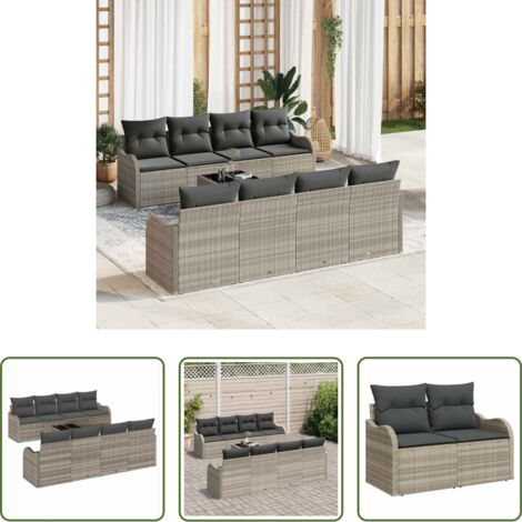 vidaXL Tavolo da giardino -  Set Divano da Giardino Grigio chiaro 55 x 55 x 37 cm polyrattan