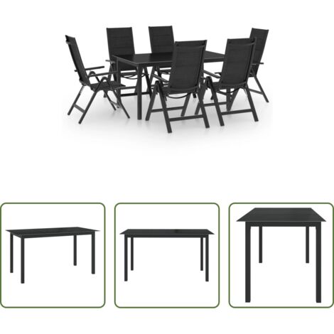 vidaXL Tavolo da giardino -  Set Mobili da Pranzo per Giardino 7 pz in Alluminio Antracite