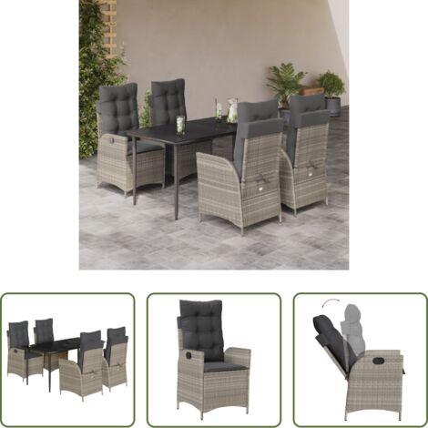 vidaXL Tavolo da giardino -  Set Pranzo da Giardino 5pz con Cuscini Grigio Chiaro Polyrattan