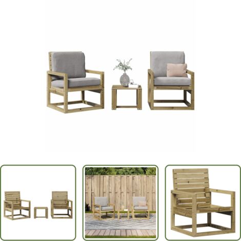 vidaXL Tavolo da giardino -  Set Salotto da Giardino 3 pz in Legno Impregnato di Pino
