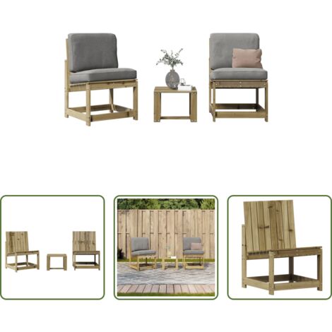 vidaXL Tavolo da giardino -  Set Salotto da Giardino 3 pz in Legno Impregnato di Pino