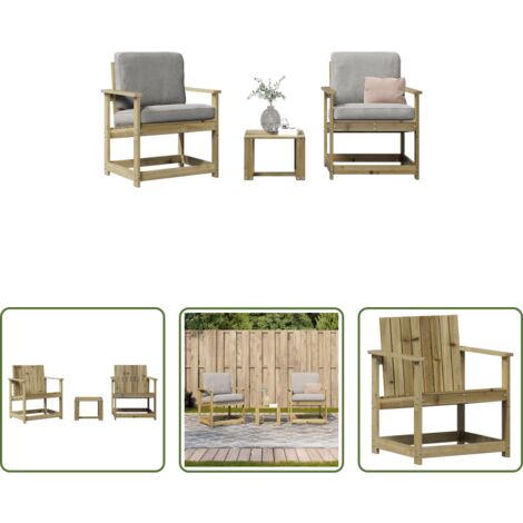 vidaXL Tavolo da giardino -  Set Salotto da Giardino 3 pz in Legno Impregnato di Pino