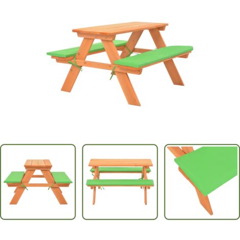 vidaXL Tavolo da giardino - Tavolo e Panche da Picnic 89x79x50 cm Legno Massello di Abete