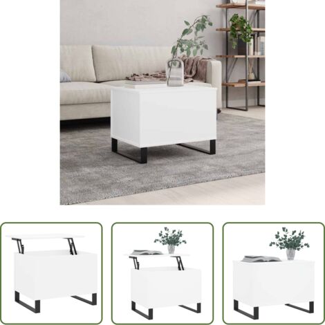vidaXL Tavolo da lavoro -  Tavolino da Salotto Bianco 60x44,5x45 cm in Legno Multistrato