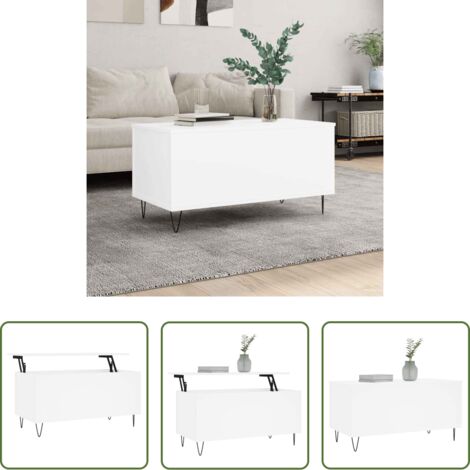 vidaXL Tavolo da lavoro -  Tavolino da Salotto Bianco 90x44,5x45 cm in Legno Multistrato