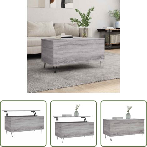 vidaXL Tavolo da lavoro -  Tavolino Salotto Grigio Sonoma 90x44,5x45 cm Legno Multistrato