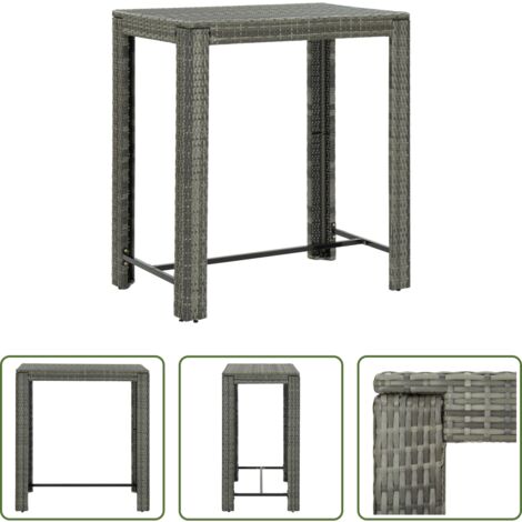 vidaXL Tavolo da patio -  Tavolo da Bar da Giardino Grigio 100x60,5x110,5 cm Polyrattan