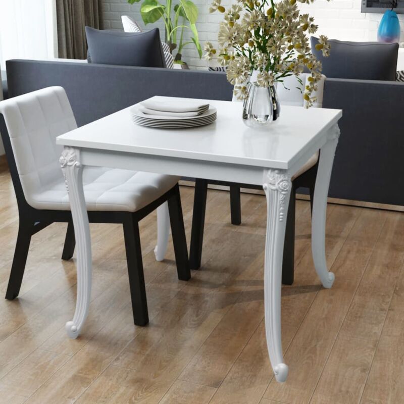 Tavolo da Pranzo 80x80x76 cm Bianco Lucido - Vidaxl