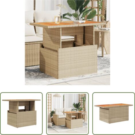 vidaXL Tavolo da pranzo all'aperto -  Tavolo da Giardino Beige 100x55x73 cm Polyrattan e Legno Acacia