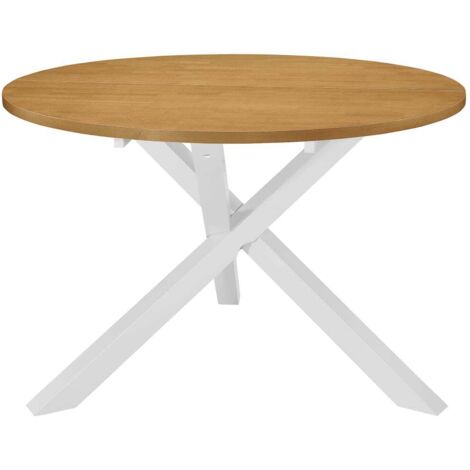 Tavolo Da Pranzo Rotondo 150x76cm In Legno Massello Di Mango