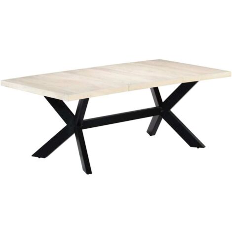 vidaXL Tavolo da Pranzo Bianco 200x100x75 cm Legno Massello di Mango