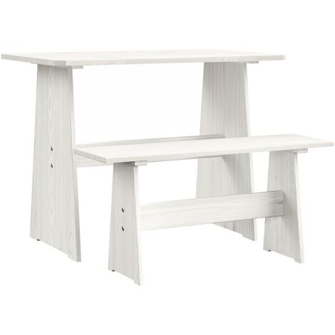 vidaXL Tavolo da Pranzo con Panca REINE Bianco Legno Massello di Pino