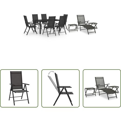 vidaXL Tavolo da pranzo da esterno -  Set da Pranzo da Giardino 10 pz Nero e Antracite