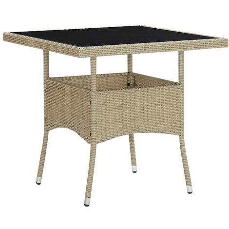 vidaXL Tavolo da Pranzo da Giardino Beige in Polyrattan e Vetro