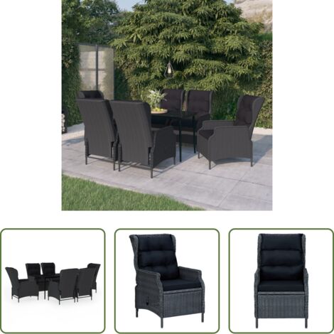 vidaXL Tavolo da pranzo esterno -  Set da Pranzo da Giardino 7 pz Grigio Scuro