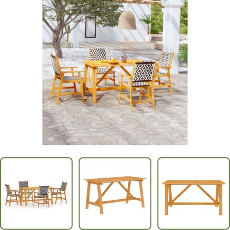 vidaXL Tavolo da pranzo esterno -  Set Mobili da Pranzo per Giardino 5 pz Legno Massello di Acacia
