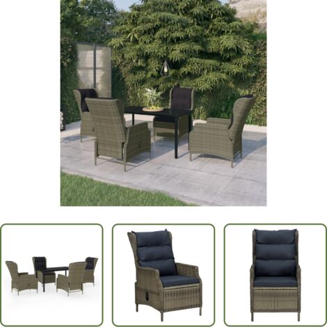 vidaXL Tavolo da pranzo esterno -  Set Mobili da Pranzo per Giardino 5 pz Marrone